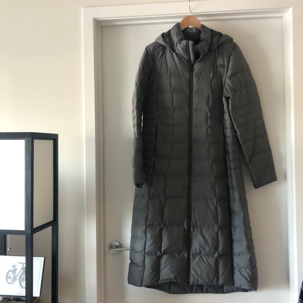 The North Face Grey Mid-Calf Length Puffer Coat